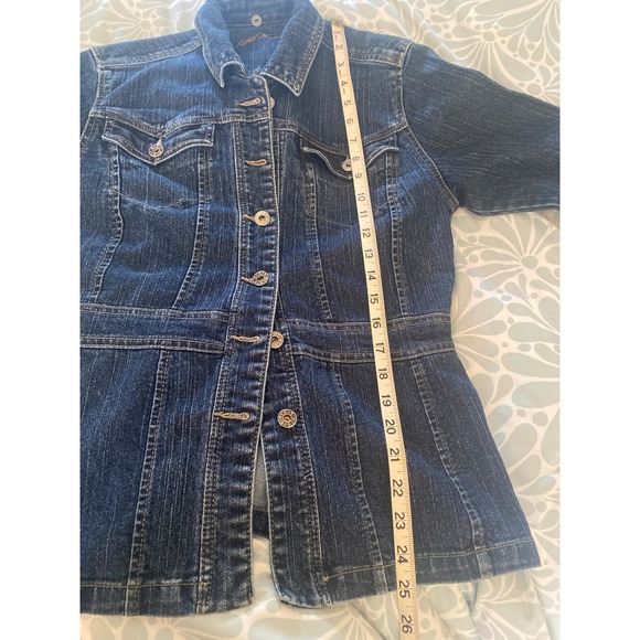 Kikit Jeans ( Macys) Women's Dark Wash Denim Jacket Belted Fitted Style Size S - Picture 5 of 7